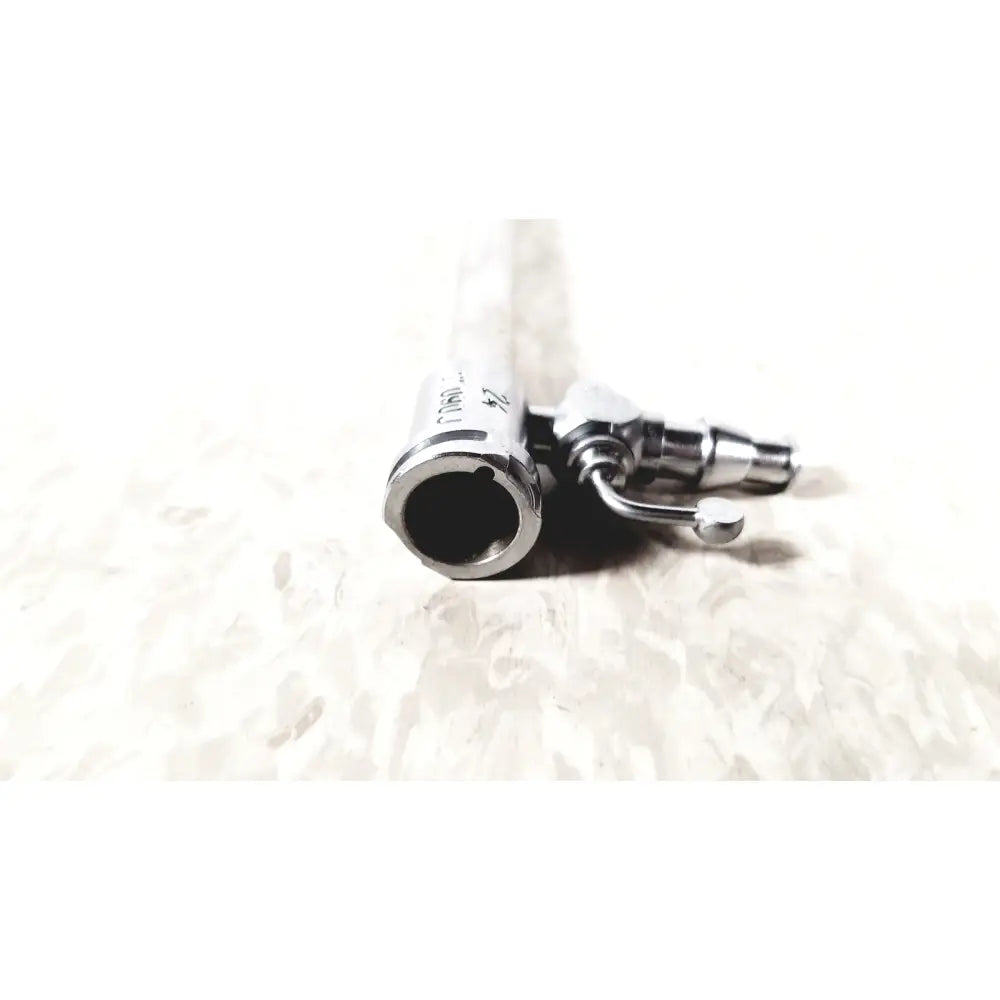 Silver metallic air hose connector with hexagonal threaded end and curved valve handle for karl storz 27090j endoscope