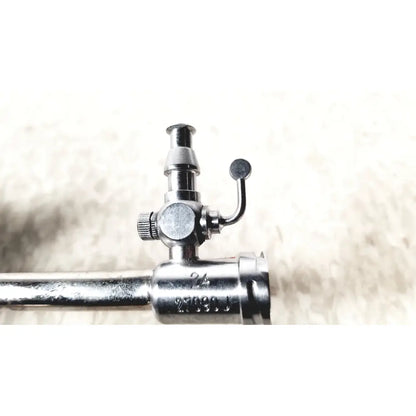 Silver metallic gas valve with knurled adjustment knob and curved lever handle for karl storz 27090j endoscope obturator