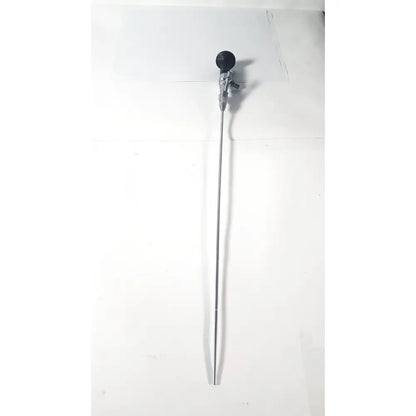 A sleek metallic karl storz autoclavable rigid scope dual channel with a black spherical tip and silver shaft