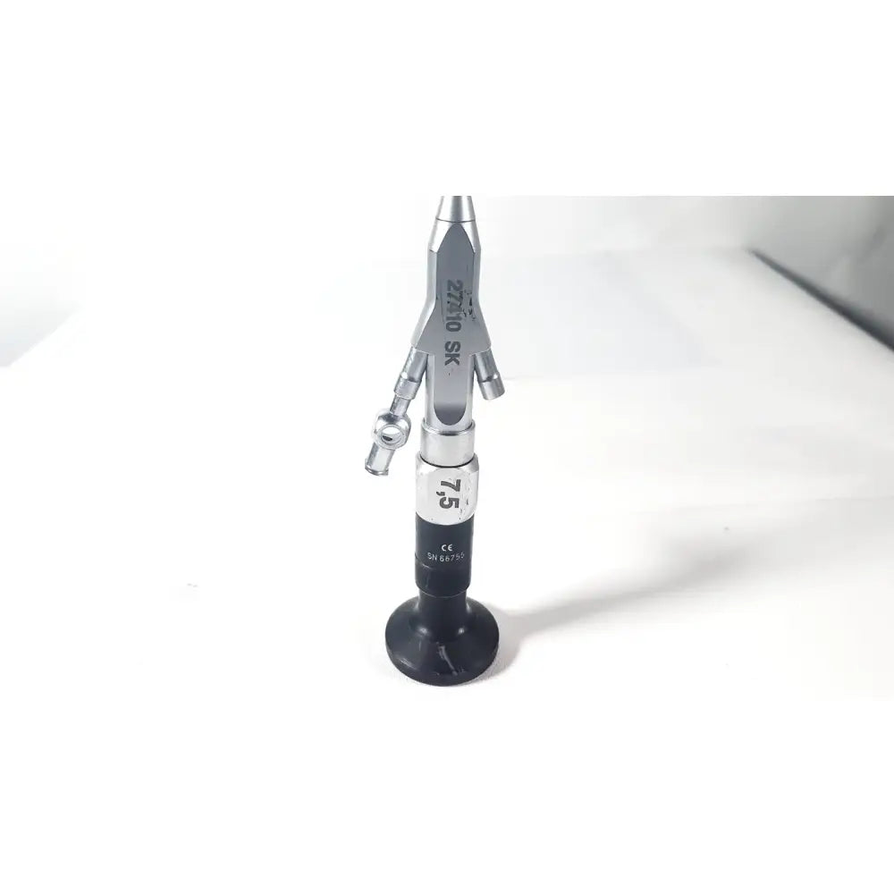Silver and black karl storz 27410 sk 7.5fr autoclavable rigid scope dual channel with engraved markings and ergonomic design