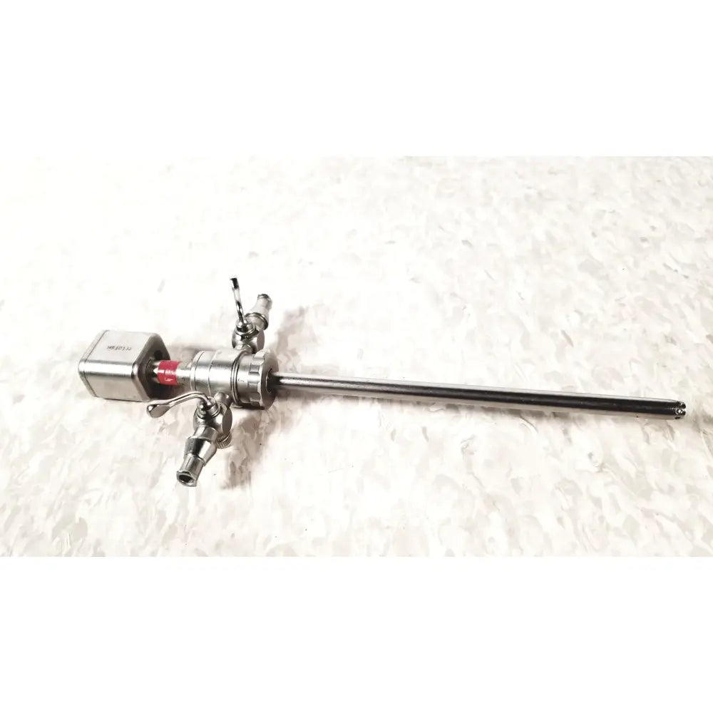 Stainless steel karl storz diagnostic arthro sheath with long slender shaft and multiple valve controls for arthroscopy