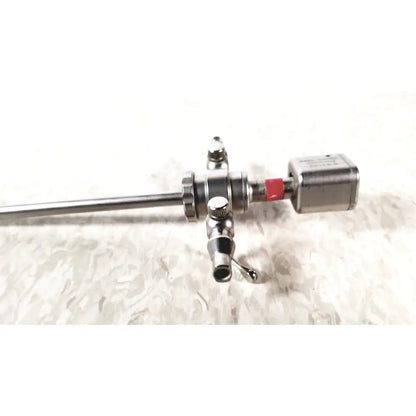 Medical-grade stainless steel karl storz diagnostic arthro sheath with polished finish and red-taped handle section
