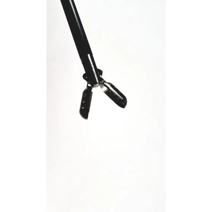Black surgical forceps with metallic finish and precision jaws in karl storz clickline handle for laparoscopic instruments