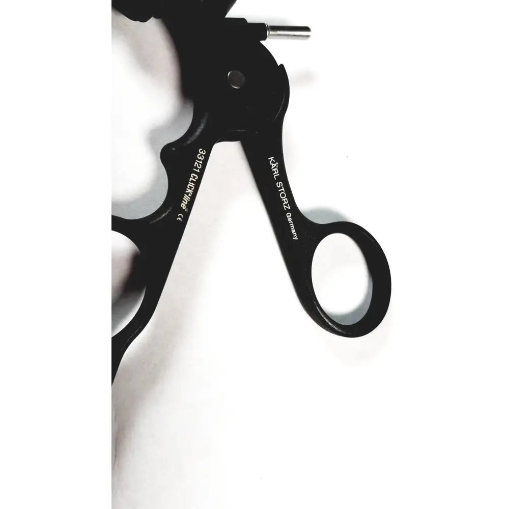 Black Karl Storz 33121 Clickline handle with tube featuring sleek ergonomic design and metallic accents for reuse medical use