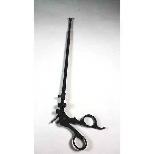 Black karl storz clickline handle with articulated grip and long slender shaft for reuse medical laparoscopic instruments