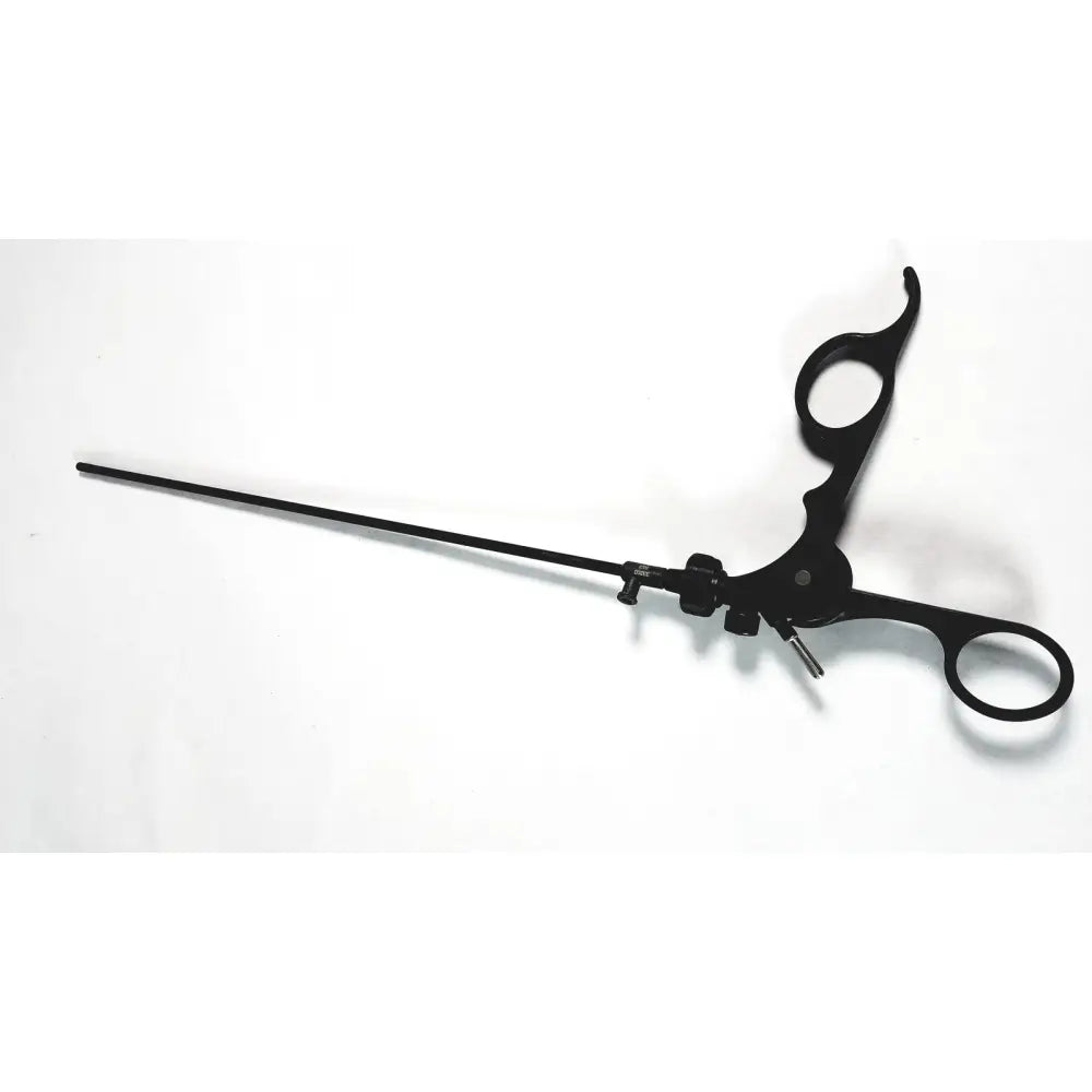 Black karl storz clickline laparoscopic grasper insert surgical instrument with long slender shaft and curved handles