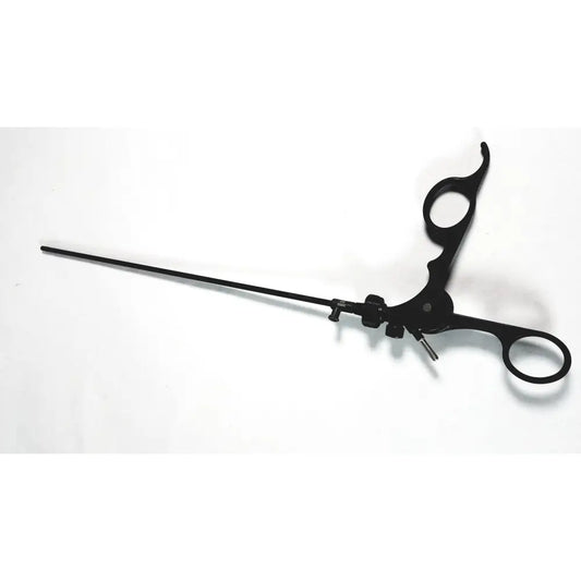 Black karl storz clickline laparoscopic grasper insert surgical instrument with long slender shaft and curved handles