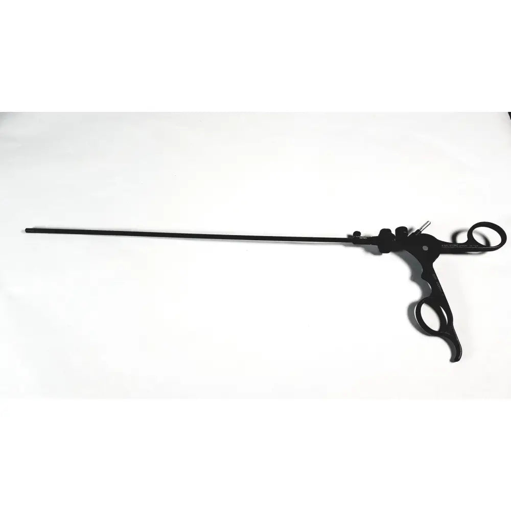 Black karl storz clickline laparoscopic grasper insert with ergonomic handle and two circular grips for surgical use
