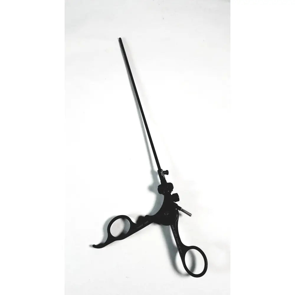 Black karl storz clickline laparoscopic grasper insert with long slender handle and two circular finger loops for surgery