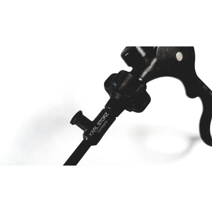 Black karl storz clickline laparoscopic grasper insert with textured grip and metallic shaft for surgical use