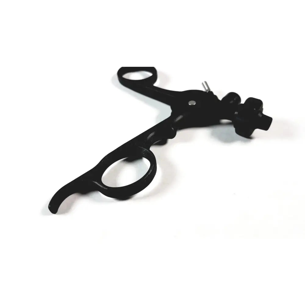 Black metal endoscopic surgical instrument with ergonomic clickline plastic handle and adjustable components by karl storz