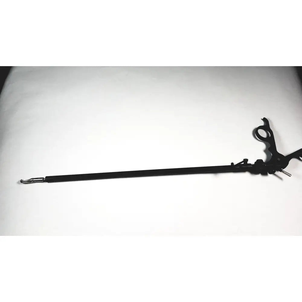 Karl storz black surgical handle with long slender articulated gripping mechanism for endoscopy instrument use