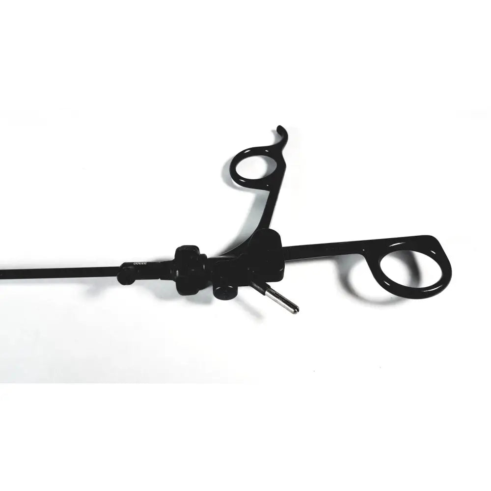Black karl storz laparoscopic tool with clickline handle and insulated shaft featuring ergonomic design