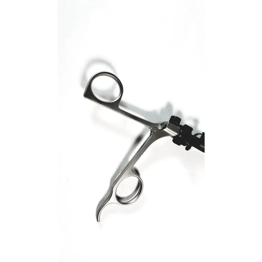 Silver surgical forceps with black articulated clickline handle and shaft laparoscopic surgical tool by karl storz