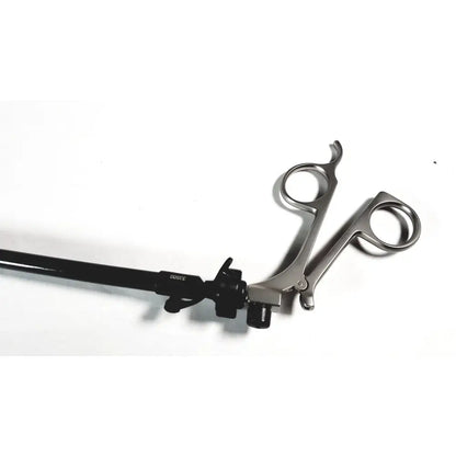 Black and silver karl storz clickline handle with curved precision grip and 33500 shaft laparoscopic surgical tool