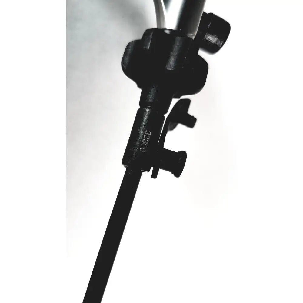 Black plastic karl storz clickline metal handle laparoscopic surgical instrument with textured grip and engraved serial number