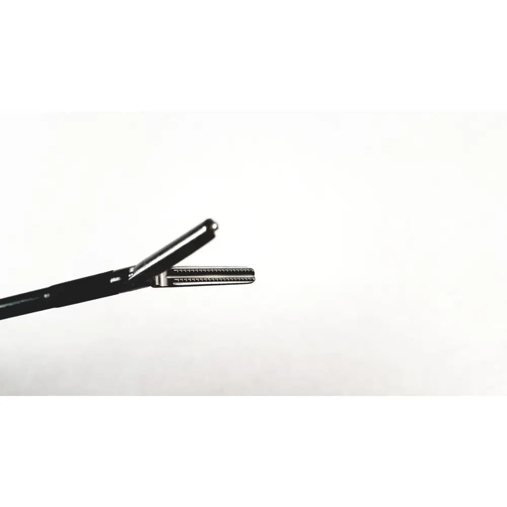Black-handled stainless steel serrated tip surgical forceps for endoscopic use storz 33300mw clickline insert