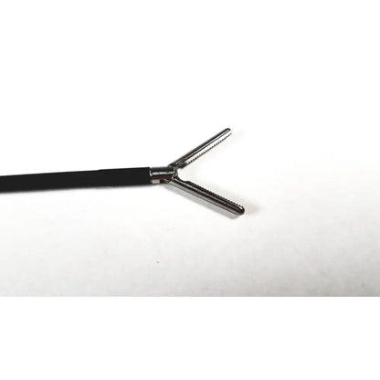 Black-handled surgical forceps with metallic serrated jaws for precise grip in karl storz 33300mw clickline endoscopic tool
