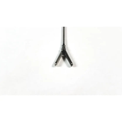 Black metallic karl storz clickline grasping insert surgical endoscopy instrument with finely textured gripping surfaces