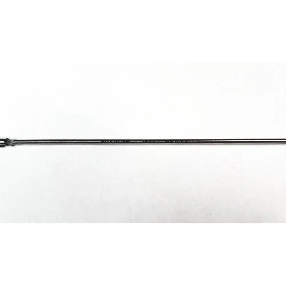 Black metal rod of karl storz clickline grasping insert surgical endoscopy instrument with engraved text along length