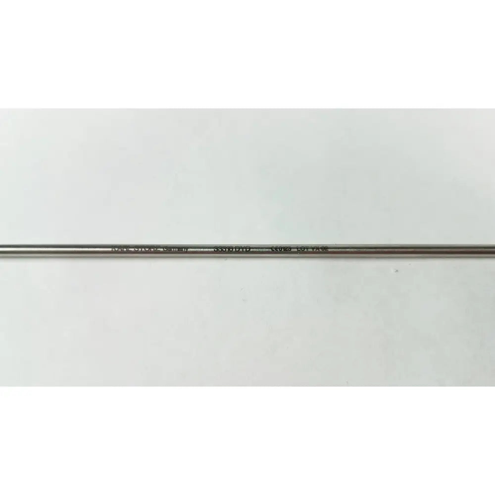 Two slender metallic rods with engraved markings of karl storz 33310 clickline grasping insert surgical instrument