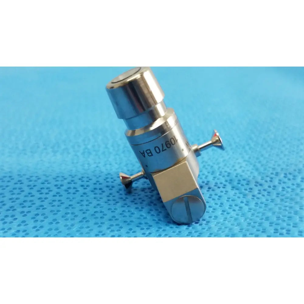 Silver metallic medical-grade pressure gauge with model number 10970 ba and screws for karl storz hopkins telescope