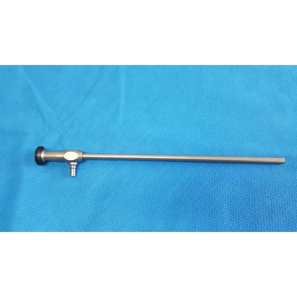Silver karl storz hopkins ii 0° 26003 aa autoclavable laparoscope endoscope with black cap and valve near handle