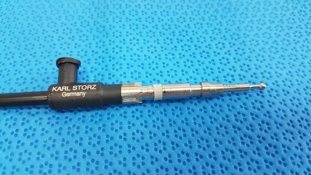 Karl storz laparoscopic sheath model 33400 with black and metallic silver body featuring flexible tube and precision-tipped probe