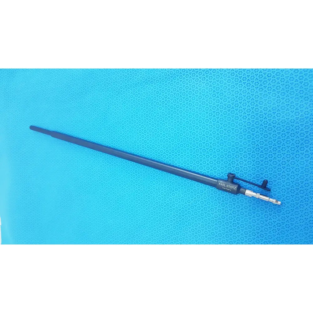 Black karl storz laparoscopic surgical instrument model 33500 microphone stand with matte finish and metallic connector end