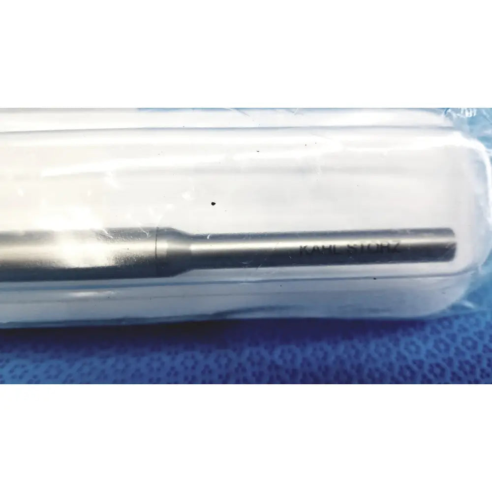 Karl storz ref 33500m clickline metalouter tube with sleek metallic finish and engraved branding on stainless steel body