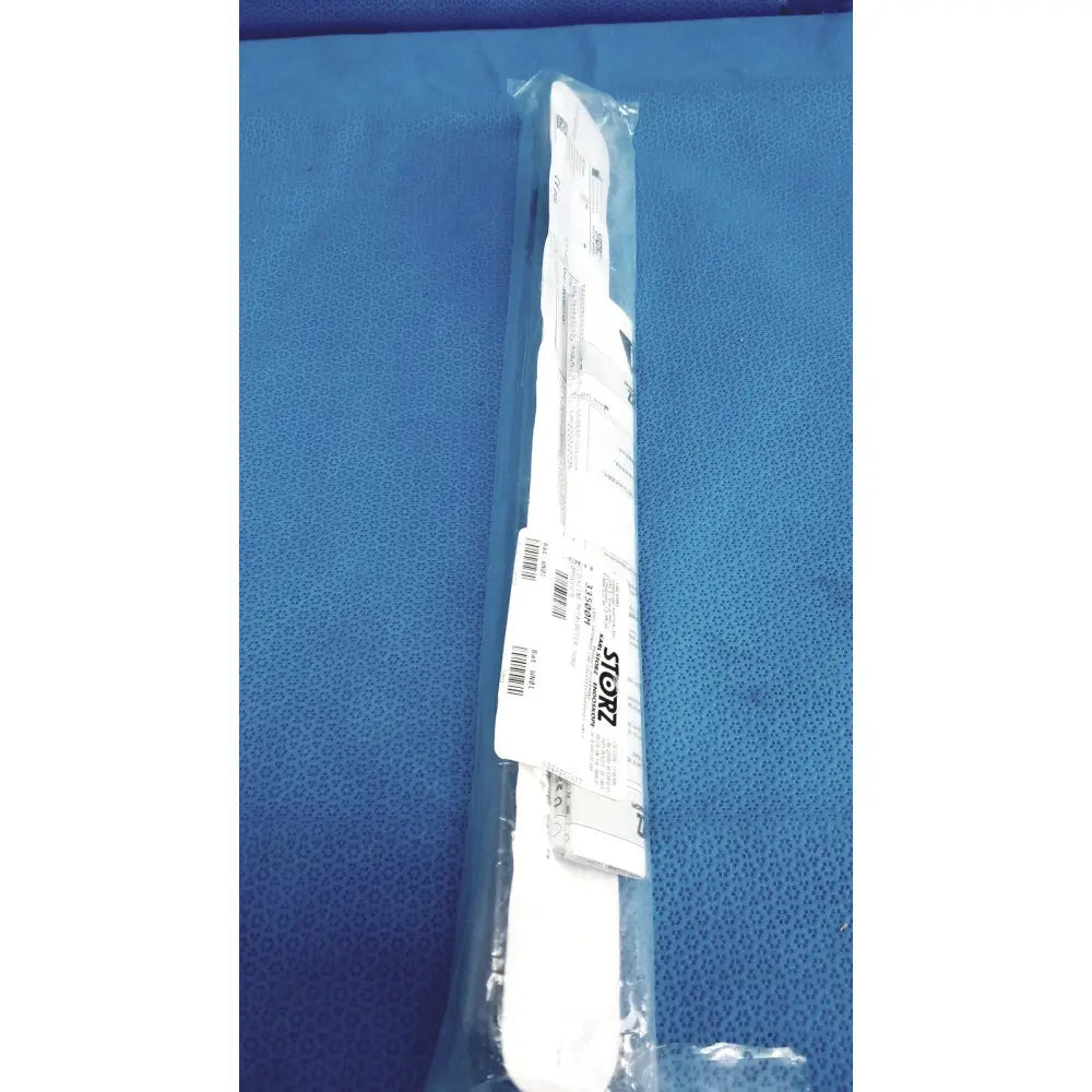 White sterile karl storz ref 33500m clickline metal outer tube wrapped in clear plastic packaging with brand label visible