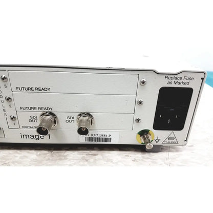 White professional video switcher back side with two sdi out ports and fuse input for karl storz scb image 1 hub