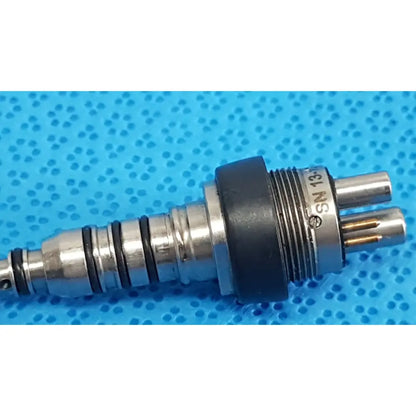 Silver metallic kavо 13-1014497 6 pin 460led coupler with black rubber seal and threaded connections for dental use