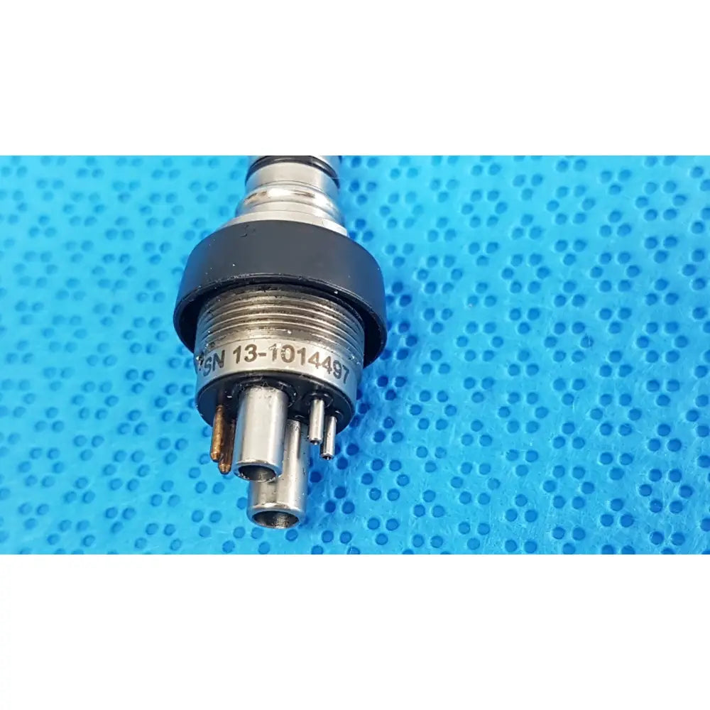 Silver metallic pin 460led coupler with black rubber collar and threaded body featuring six pins for dental handpiece use