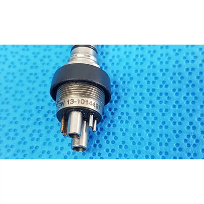 Silver metallic pin 460led coupler with black rubber collar and threaded body featuring six pins for dental handpiece use