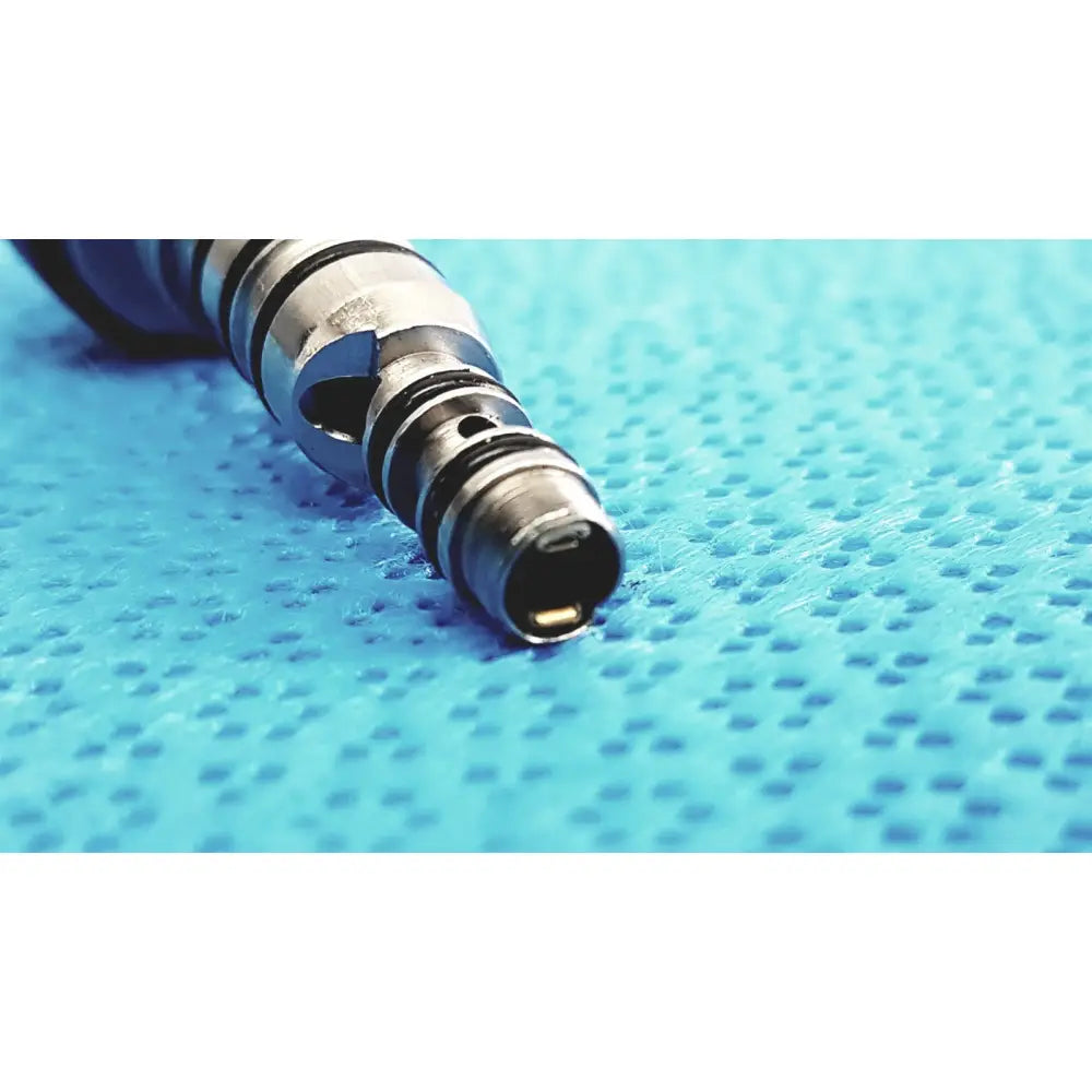 Silver metallic fuel injector with black rubber seals and threaded end for kavos 460 led multiflex lux dental connector