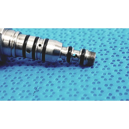 Silver metallic hydraulic valve with black rubber seals and threaded ends for kavos 460 led multiflex lux coupler