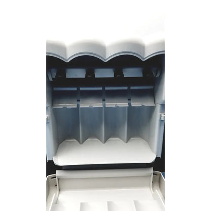White plastic ice machine with scalloped top and multiple compartments for ice in kavo quattrocare plus 2124a system