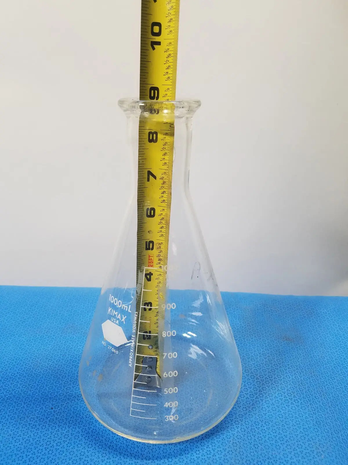 Kimax 1000 mL Erlenmeyer Flask – Borosilicate Glass Laboratory Vessel Erlenmeyer Flask, second-hand product photo 2