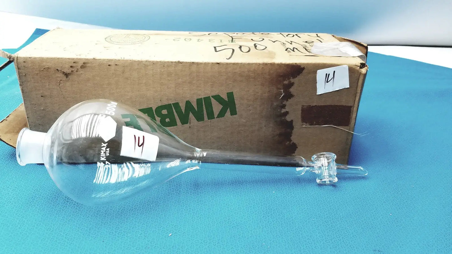 KIMAX 500mL Gilson Separatory Funnel w/ PTFE Key Stopcock & 29/32 Socket Separatory Funnel, second-hand product photo 4