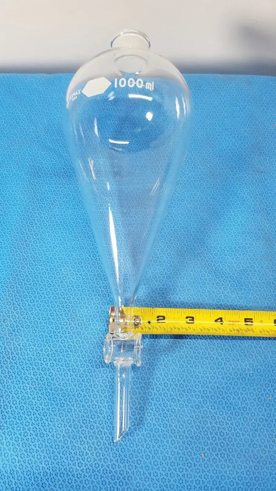 Kimax Kimble Separatory Funnel, 1000 mL, Borosilicate Glass, Laboratory Ware Separatory Funnel, second-hand product photo 1