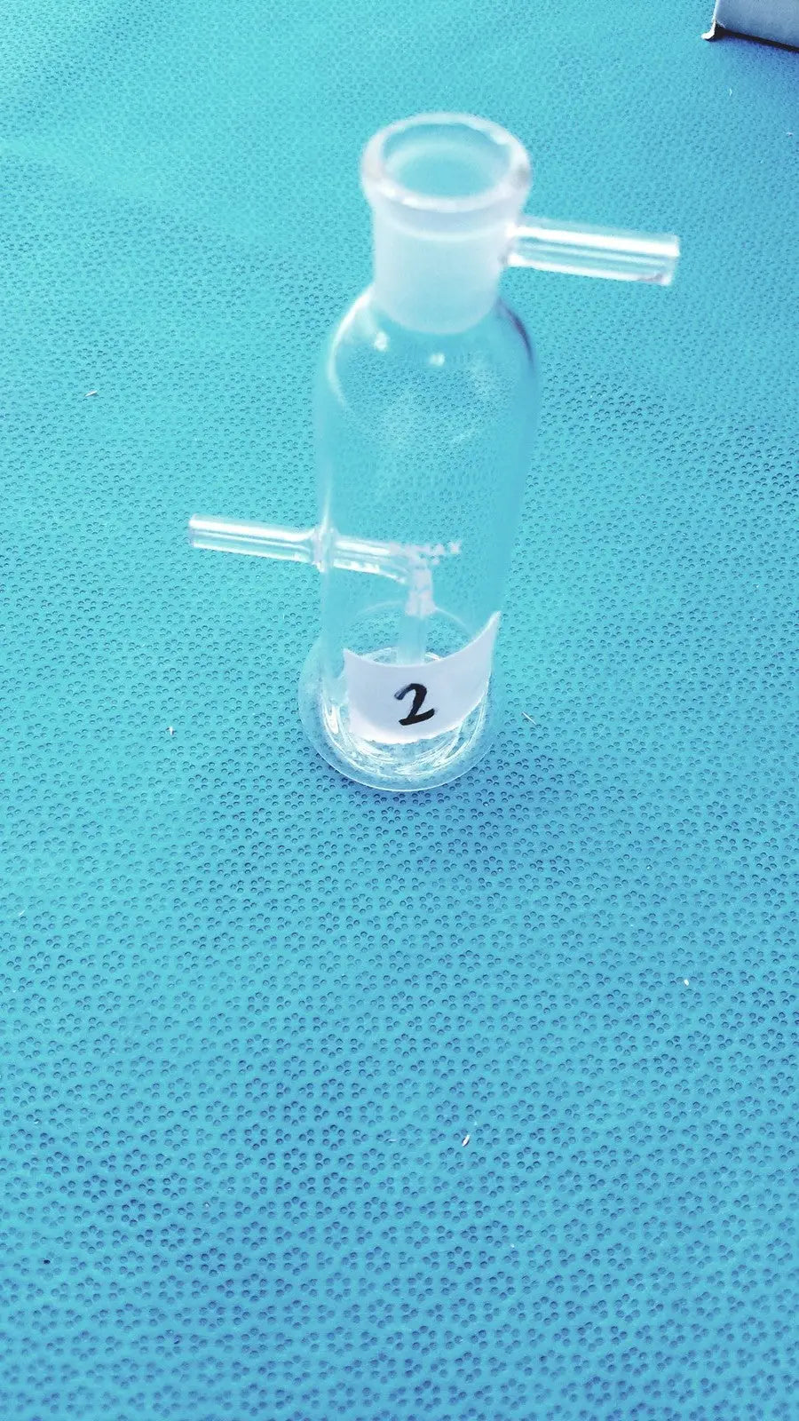 Kimax Lab Gas Absorption Bulb Flask CO2 Washing with Side Tubes Laboratory Glassware, second-hand product photo 1