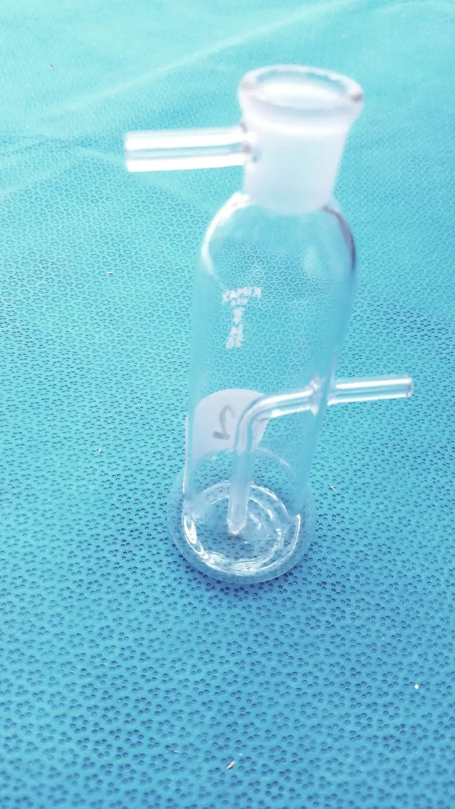 Kimax Lab Gas Absorption Bulb Flask CO2 Washing with Side Tubes Laboratory Glassware, second-hand product photo 4