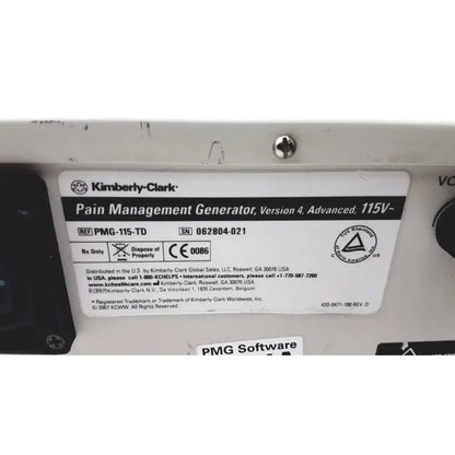Kimberly Clark PMG-115-TD Advanced Pain Management Generator - Untested Pain Management Generator, as-is (for parts) product photo 6