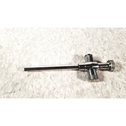 Shiny chrome-plated reusable metal trocar sleeve with long handle and three threaded knobs for surgical use