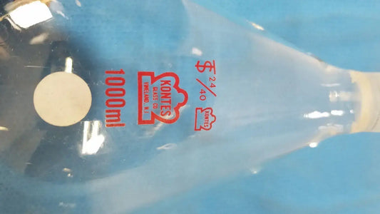 KONTES 1000mL Round-Bottom Flask – 24/40 Quickfit Joint Laboratory Glassware, second-hand product photo 2