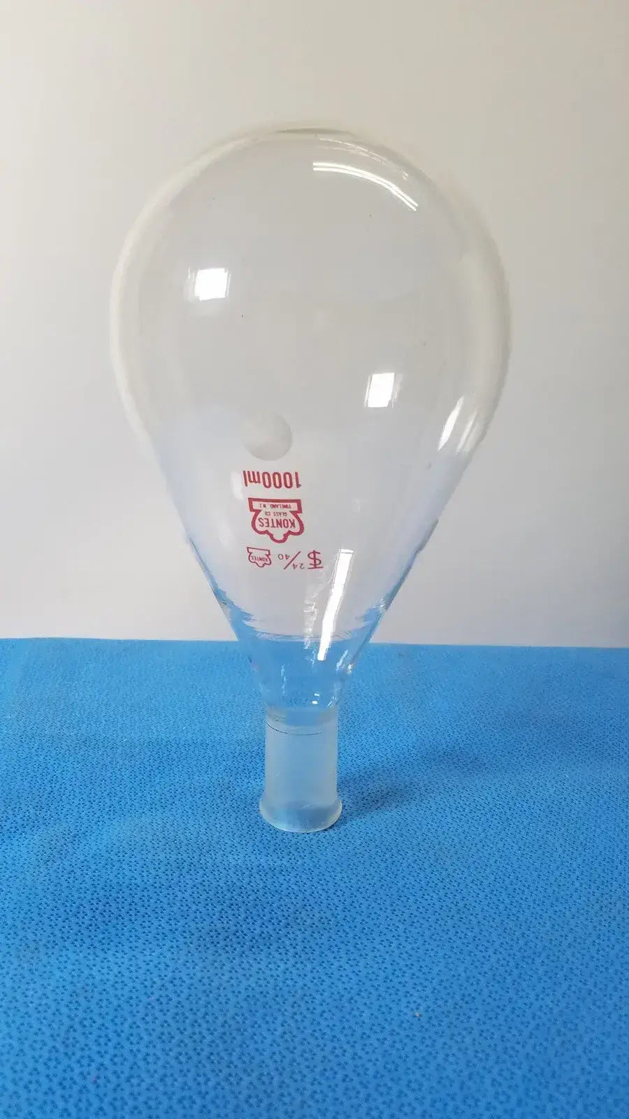 KONTES 1000mL Round-Bottom Flask – 24/40 Quickfit Joint Laboratory Glassware, second-hand product photo 1