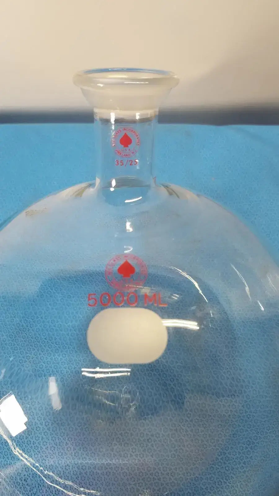 PYREX Kontes 5000 mL Glass Flask, Round Bottom, 35/25 Spherical Joint, Ball & Socket Laboratory Glassware, second-hand product photo 2