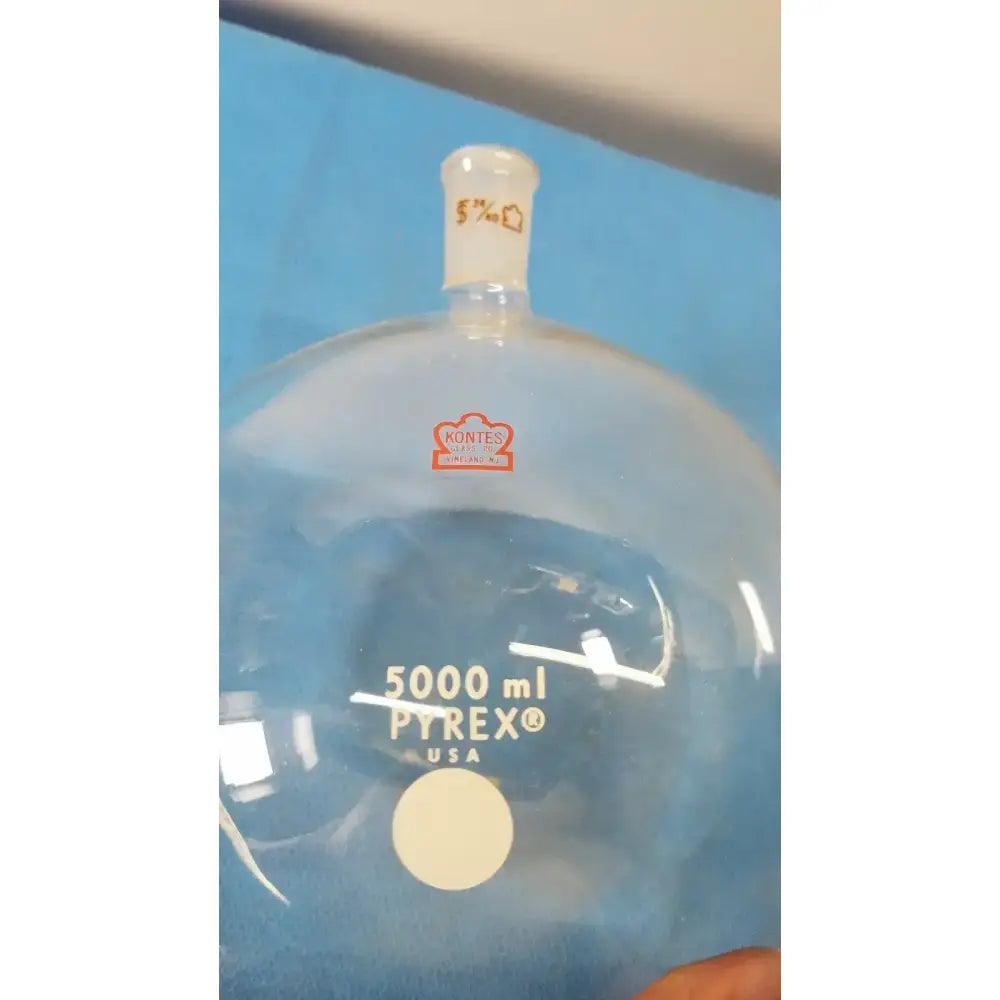 PYREX Kontes 5000mL Round Bottom Flask 24/40 Joint Borosilicate Lab Glass Laboratory Glassware, second-hand product photo 1
