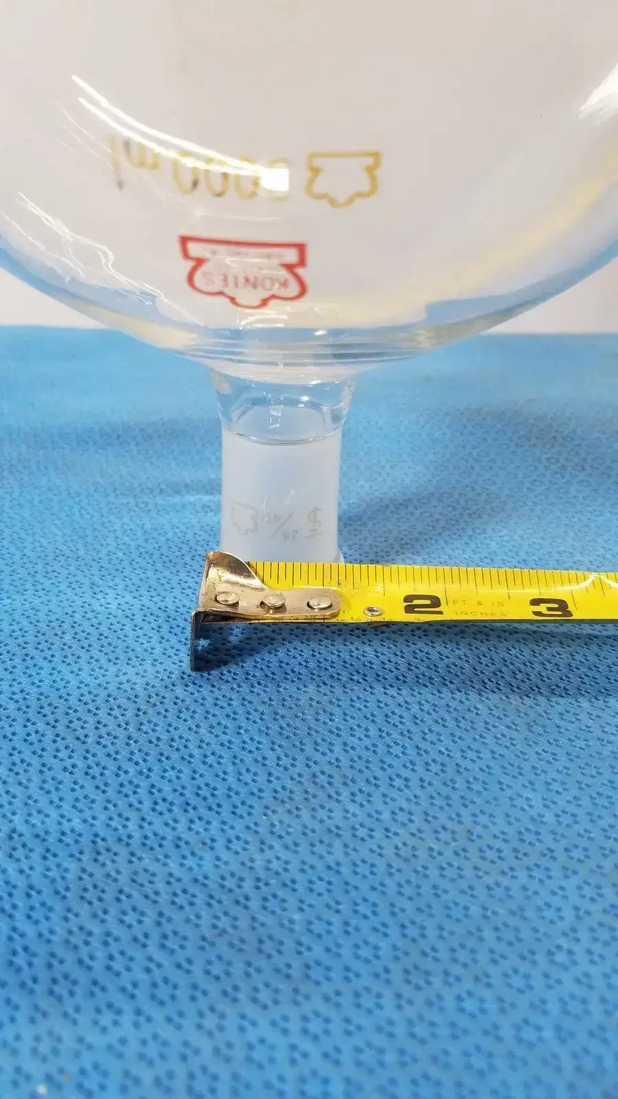 KONTES Glass Boiling Flask, 3000 mL, Single Neck, Round Bottom Laboratory Glassware, second-hand product photo 4